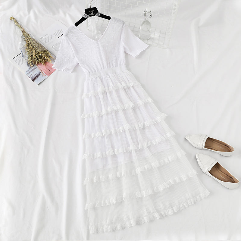 Popular cake lace gauze dress  4327