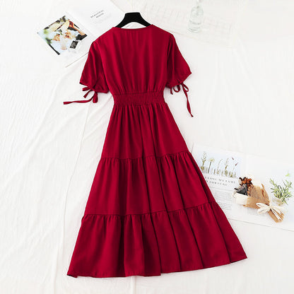 V-neck waist length skirt retro cool style  4176