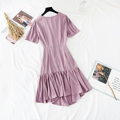 Gentle wind drawstring Ruffle fishtail skirt  4151