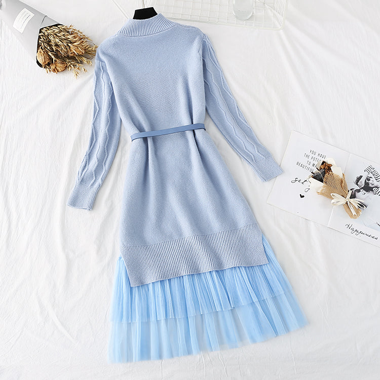Over knee knit sweater and mesh skirt  4317