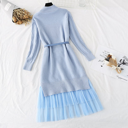 Over knee knit sweater and mesh skirt  4317