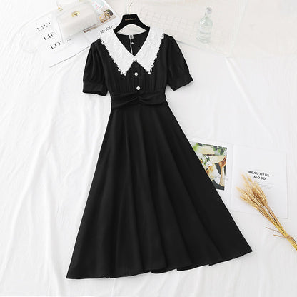 The new French retro waist shows thin temperament, goddess fan Fairy Dress  4159