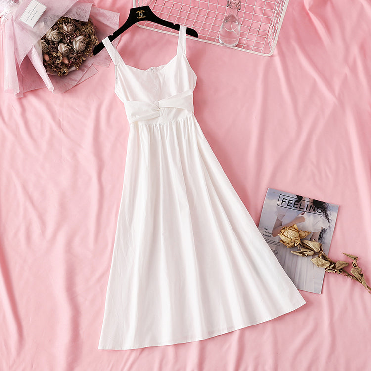 Suspender dress fairy super xiansen Department waist closed to show thin temperament  4136