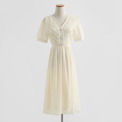 French design pleated bubble sleeve skirt  4278
