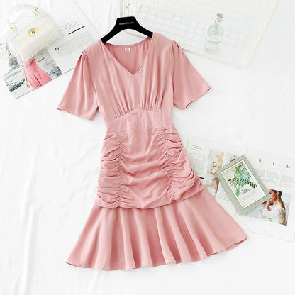 The new waist is slim, and the light cooked wind lotus leaf edge fishtail skirt  4156