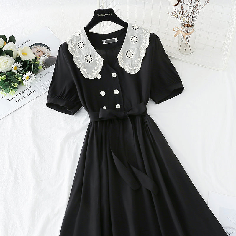 Cotton linen dress French retro fairy long skirt Platycodon grandiflorum skirt  4227