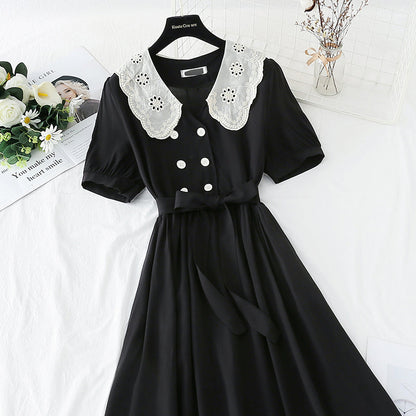 Cotton linen dress French retro fairy long skirt Platycodon grandiflorum skirt  4227