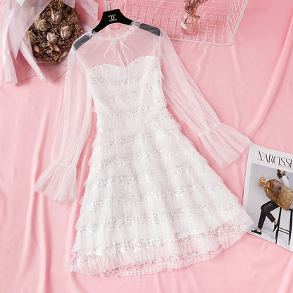 French first love little fragrant wind mesh fairy skirt  4306
