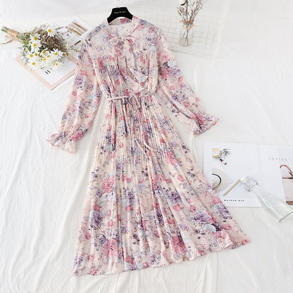 New women's slim skirt pleated fungus floral skirt  4084