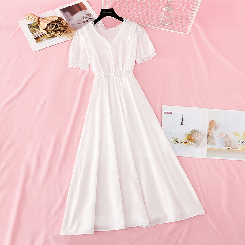 Close waist to show thin temperament French gentle skirt  4178