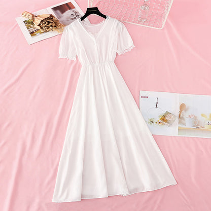 Close waist to show thin temperament French gentle skirt  4178