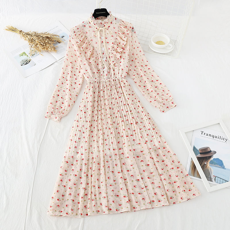 The new waist is slim. Chiffon pleated skirt  4521