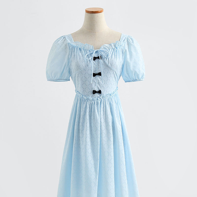 French one line neck bubble sleeve waist narrow skirt  4277