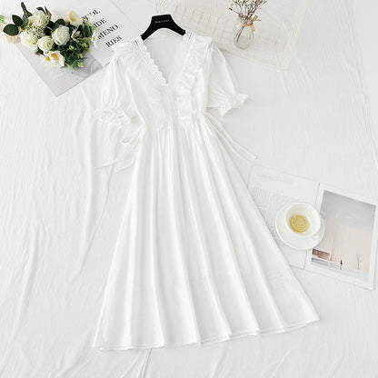 Cotton linen dress French gentle style  4230