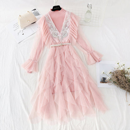 Light mature style, thin temperament, knitted dress, female  4406