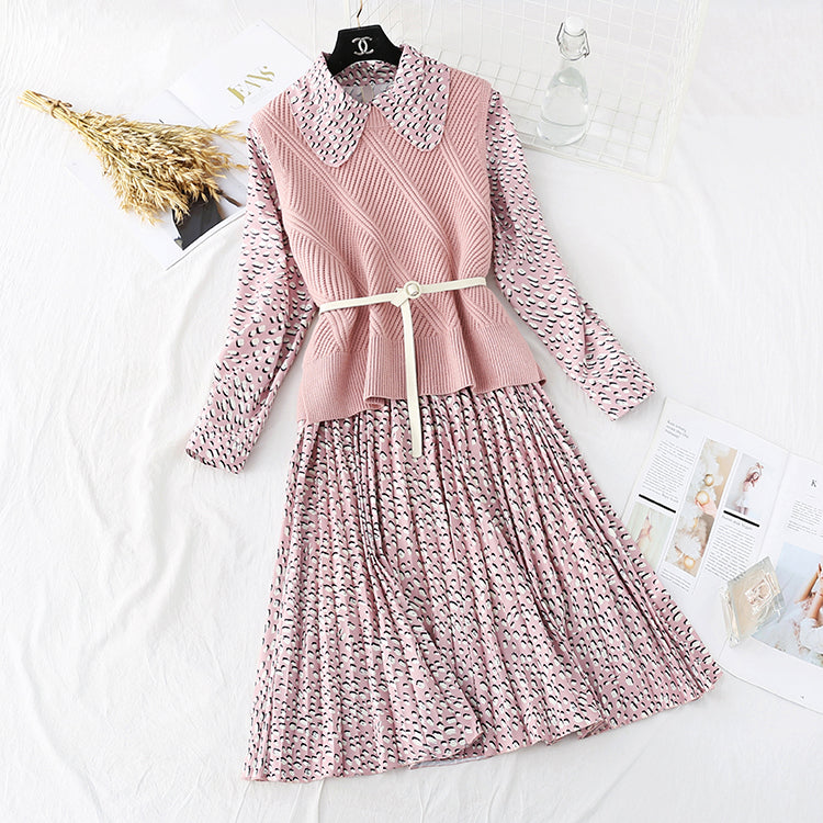 Sweet baby Collar Chiffon Skirt Suit two-piece suit  4011