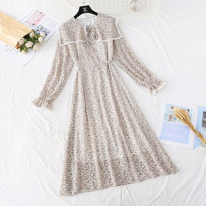 French retro floral lace up waist slim temperament long skirt  3924