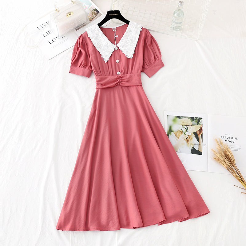 The new French retro waist shows thin temperament, goddess fan Fairy Dress  4159