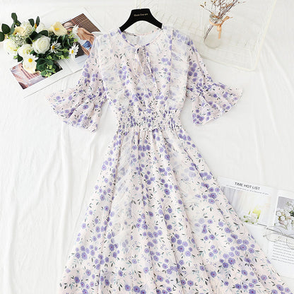 Chiffon floral skirt first love department sweet aging knee length skirt  4426