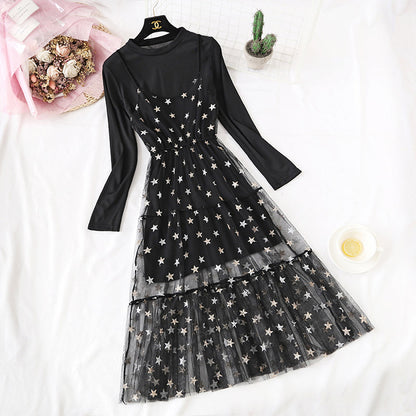 Minority pentagonal star mesh suit skirt  4320