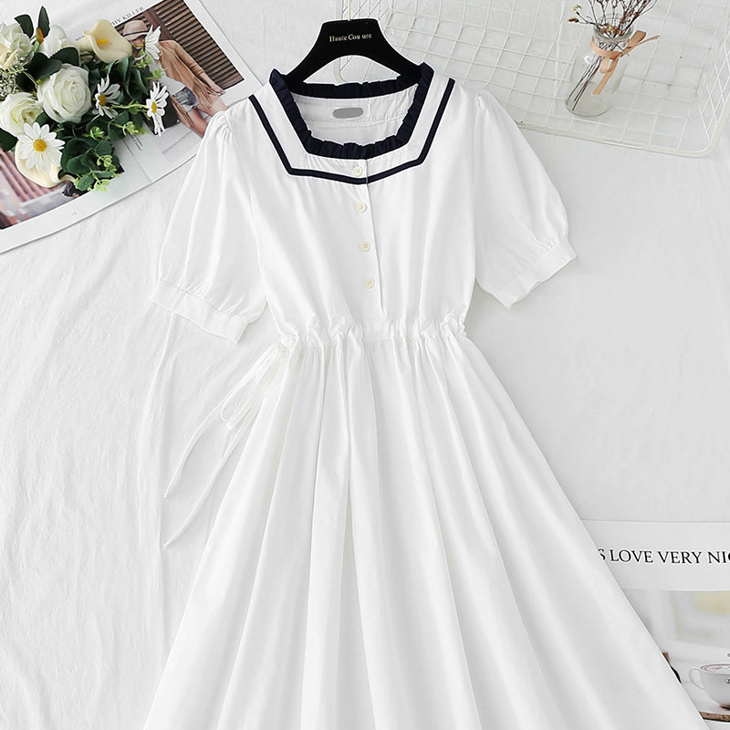 French retro cotton linen dress  4267