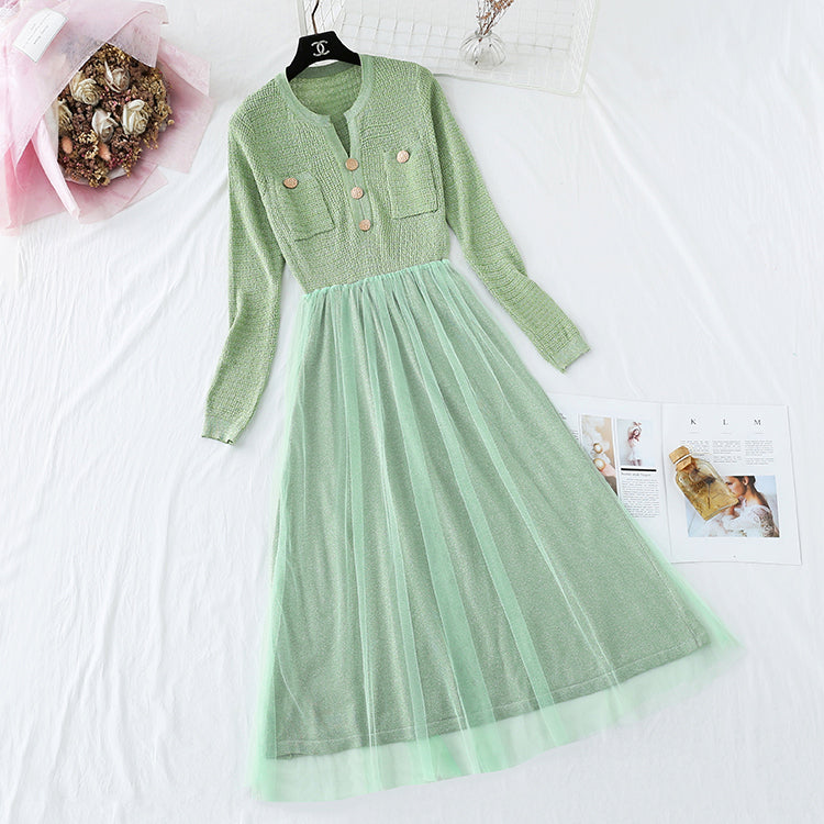 French first love little fragrant wind fairy mesh skirt  4302