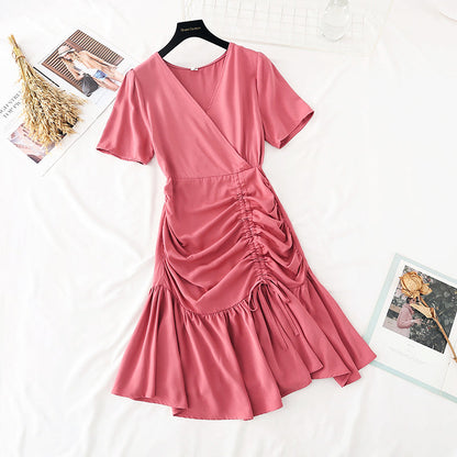 Gentle wind drawstring Ruffle fishtail skirt  4151