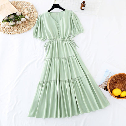 Lace up waist to show thin temperament French minority Retro  4177