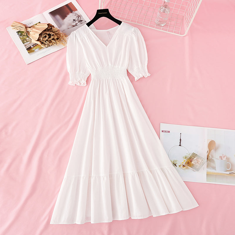 Skirt with slim waist, French fairy Sen long skirt  4164