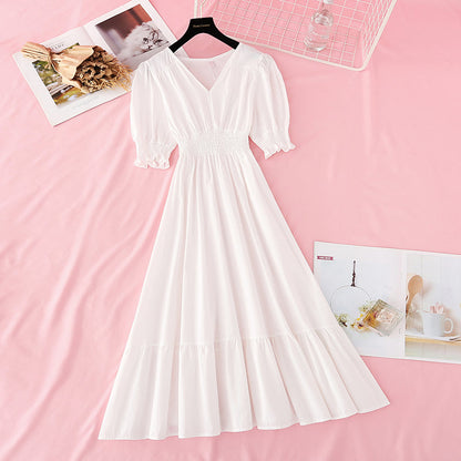 Skirt with slim waist, French fairy Sen long skirt  4164