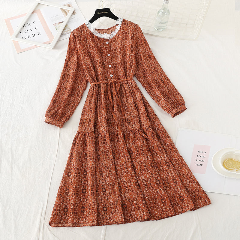 Lace lace collar button high thin waistband dress waist  3931
