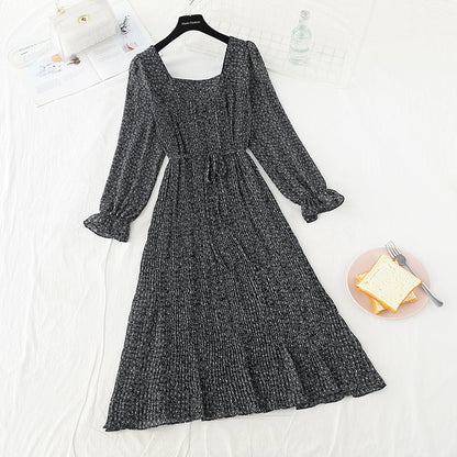 New slim square neck French Chiffon Skirt  3859
