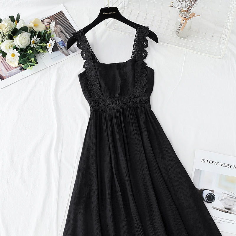 New French first love retro gentle suspender dress  4132