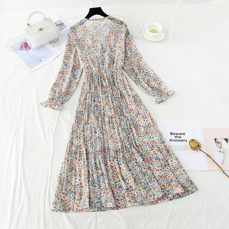Lace up pleated waist for thin Pleated Chiffon Skirt  3874