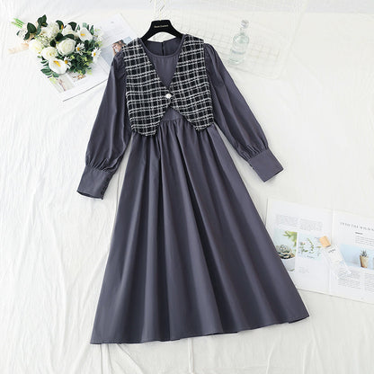 Cover your belly and look thin Korean fashion light cooked two-piece vest skirt  3915