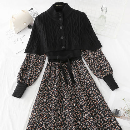 Corduroy stitched knitted dress  4076