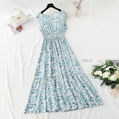 Long skirt with slim waist and French retro national style beach skirt  4231