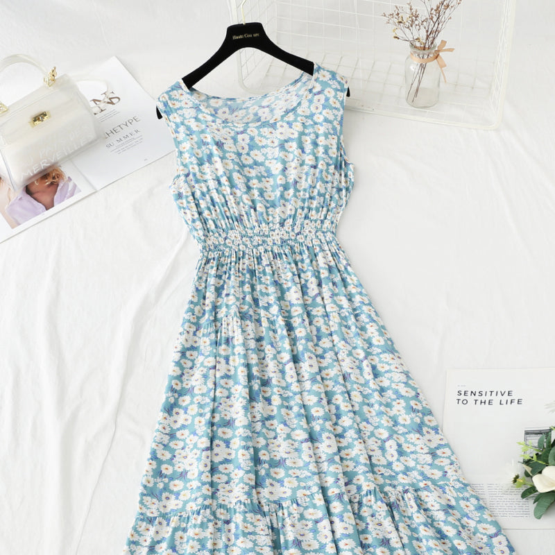 Long skirt with slim waist and French retro national style beach skirt  4126