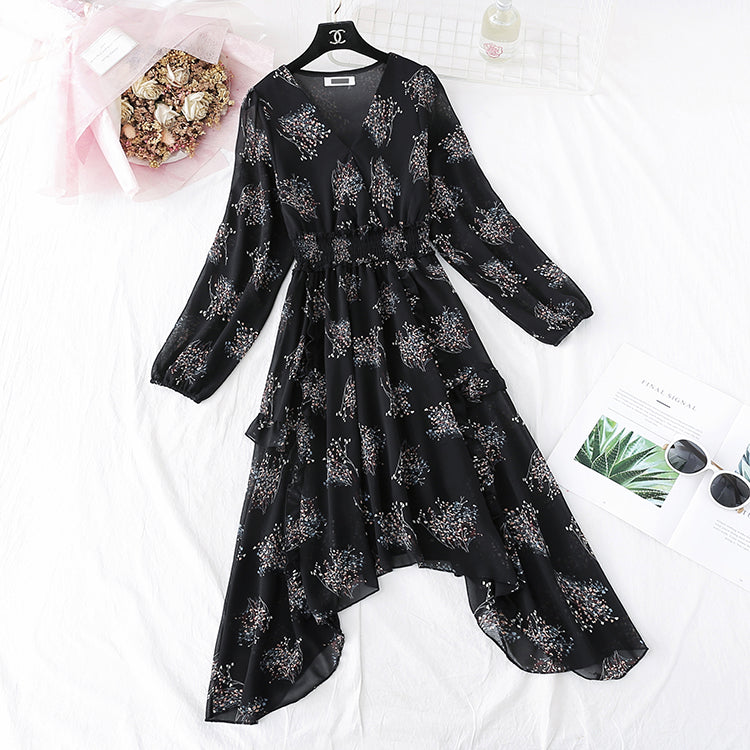 Irregular ruffled floral bottomed skirt  3994