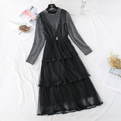 Japanese soft wind with mesh dress  3989