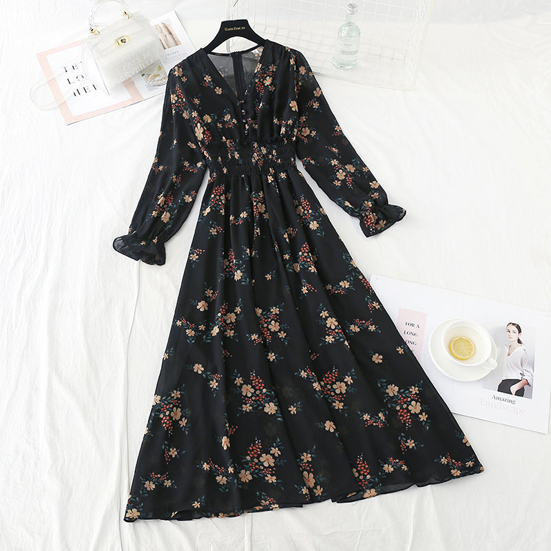 Broken flower pleats with thin Chiffon Skirt  3934