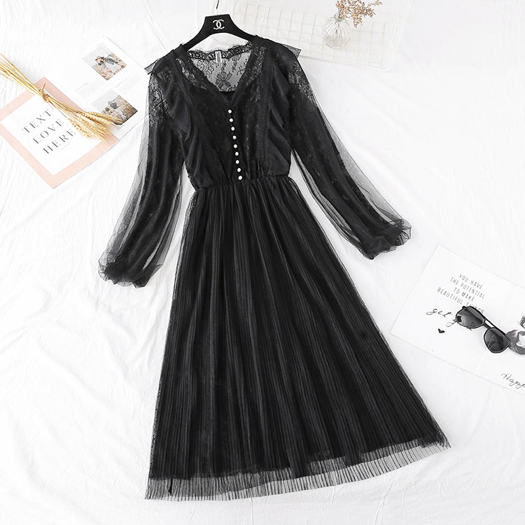 Royal sister wind fairy lace gauze dress  4015
