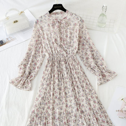 Slim pleated skirt temperament gentle wind over the knee with skirt  4063