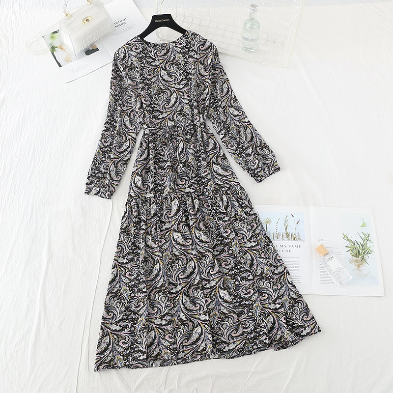 Gentle wind closing waist shows thin lace up temperament long skirt  3888