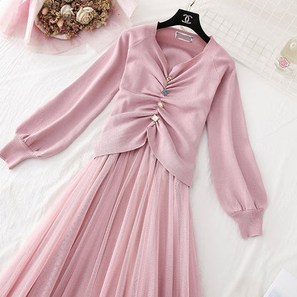 Gauze big swing long skirt fairy super fairy series suit  3820