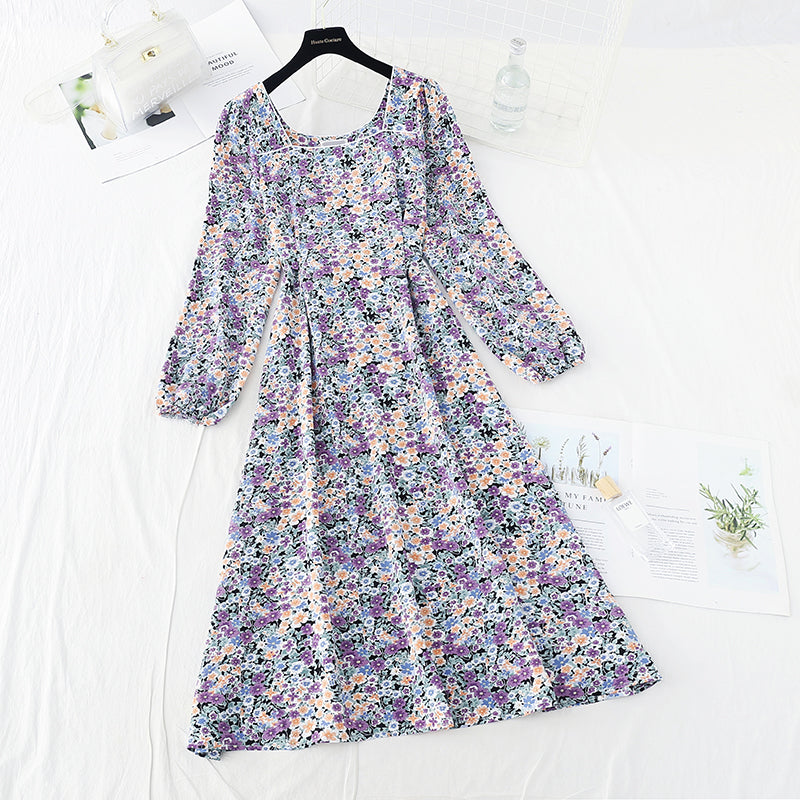 Slim waist with broken flower long skirt fairy super fairy series  3836
