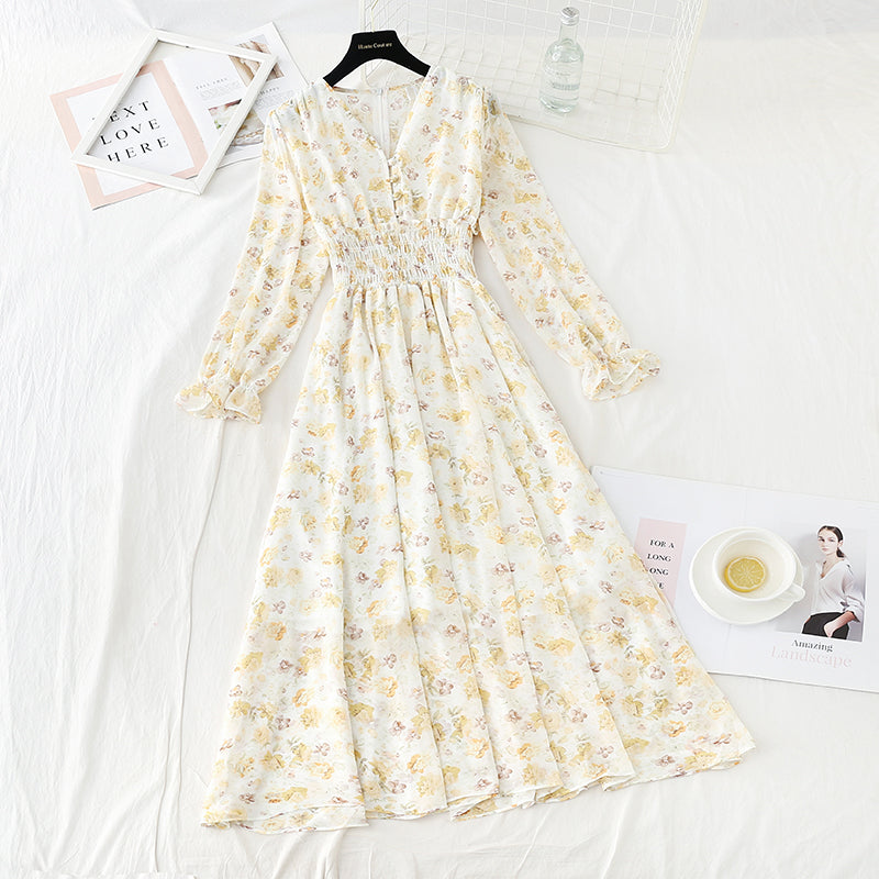 Broken flower pleats with thin Chiffon Skirt  3934