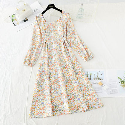 Slim waist with broken flower long skirt fairy super fairy series  3836