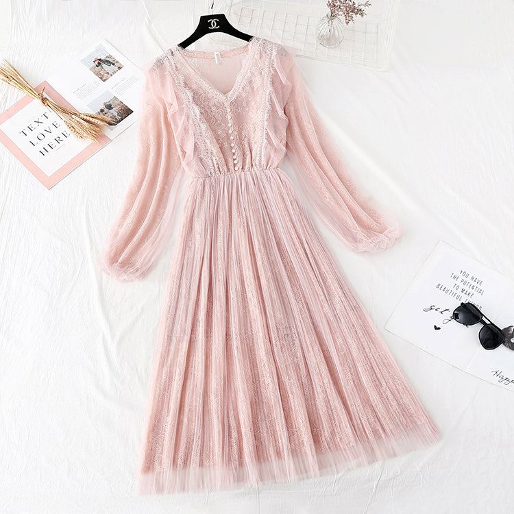 Royal sister wind fairy lace gauze dress  3807