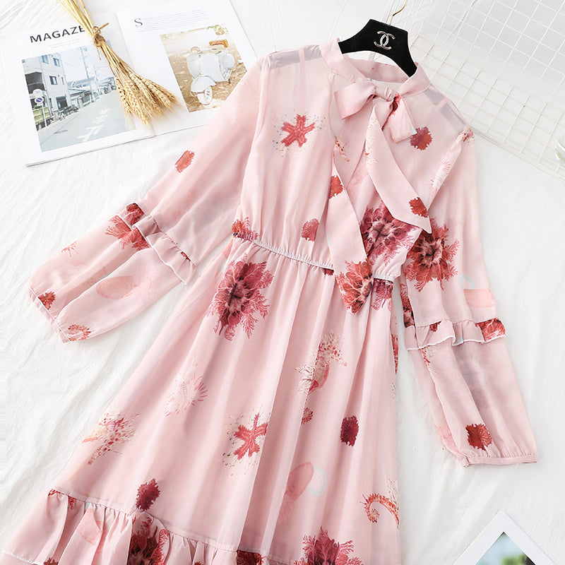 Retro broken flower fairy super fairy series bottomed long skirt  3797